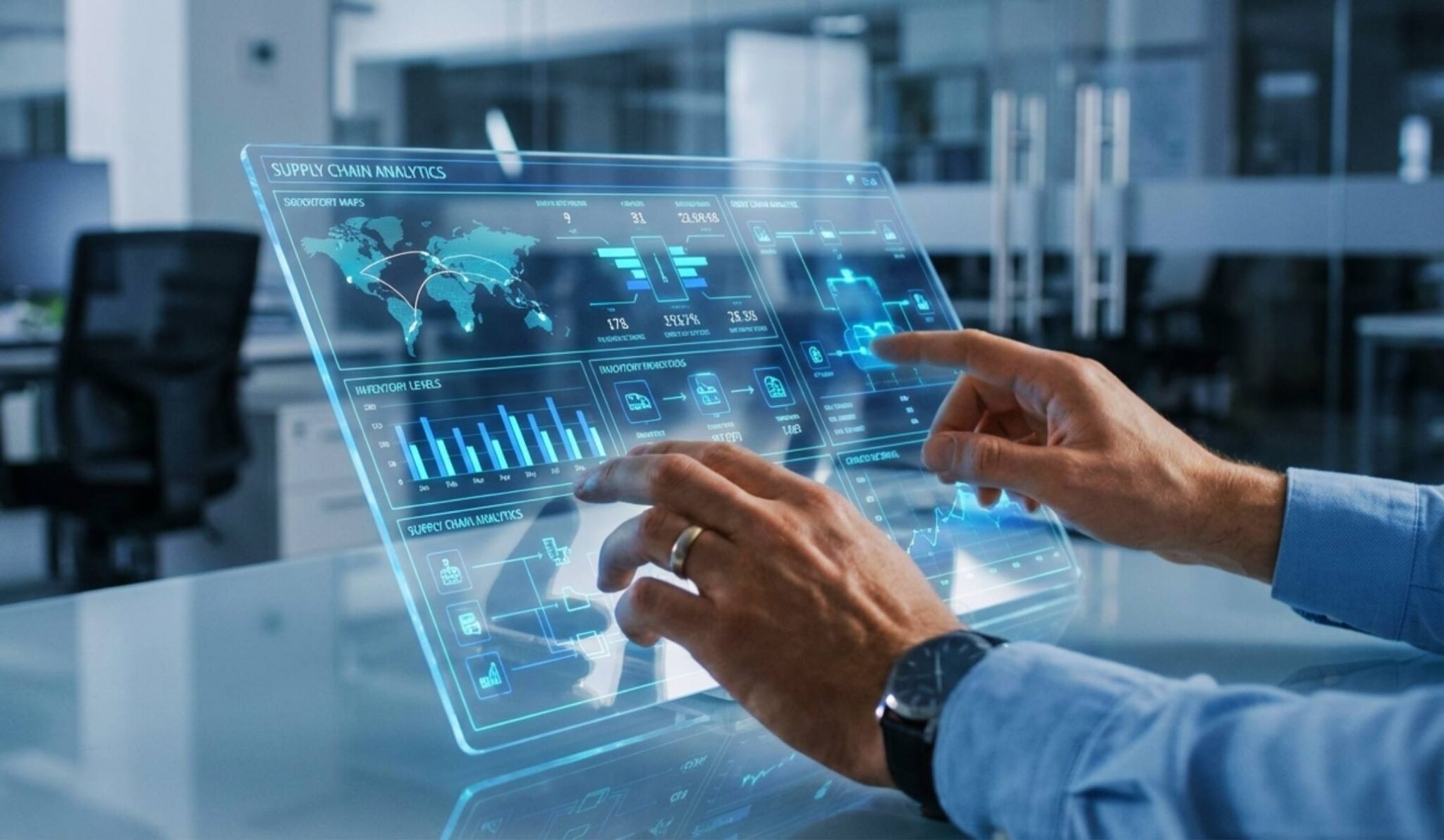 Syspro supply chain analytics on digital screen