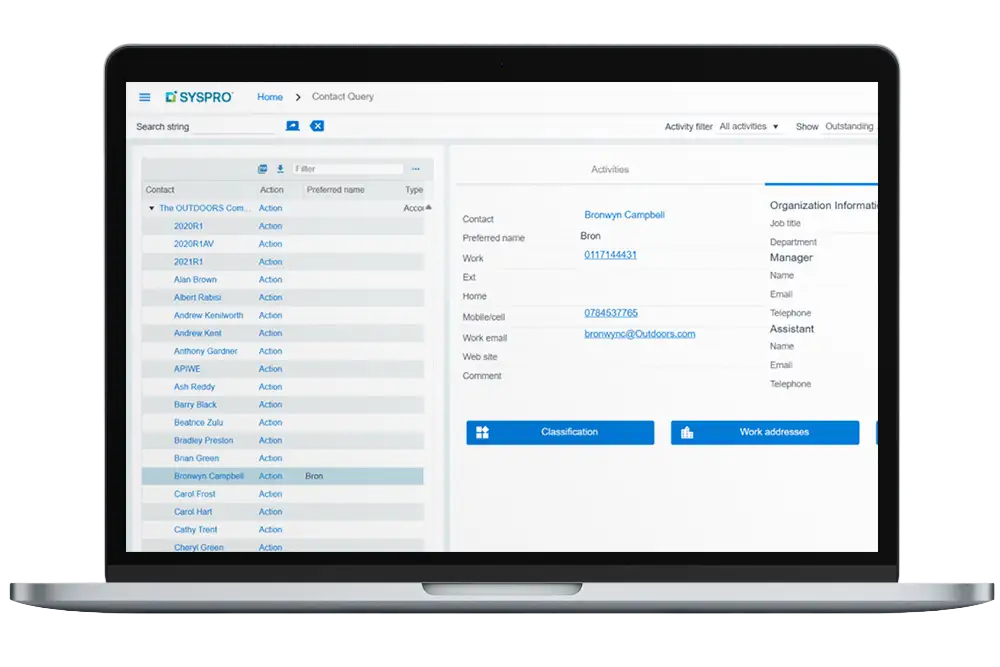 Contact management dashboard