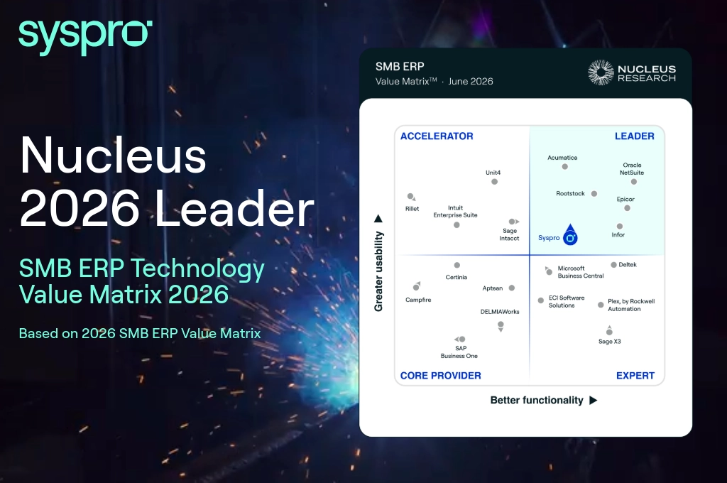 Syspro recognized as a Leader in the 2026 SMB ERP Technology Value Matrix by Nucleus Research