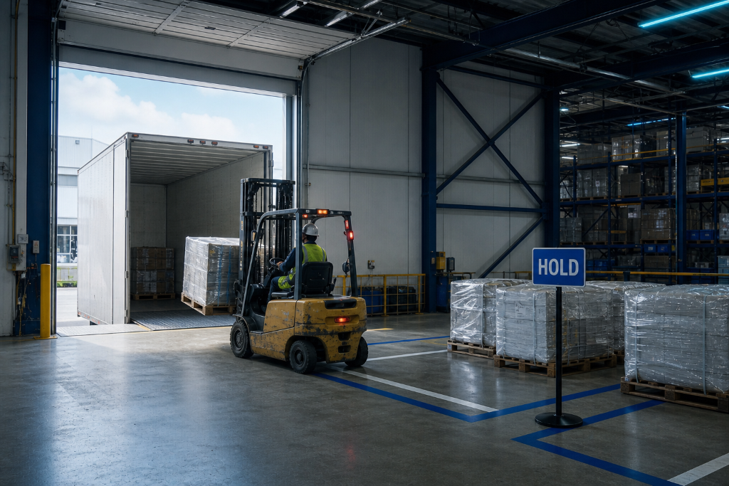 Incoming materials move into a quarantine hold, where controlling supply chain quality reduces product recall cost.